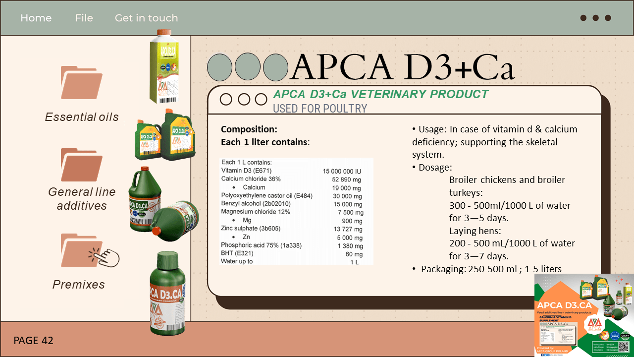 apca group poland -- export veterinary products -- apca d3 ca