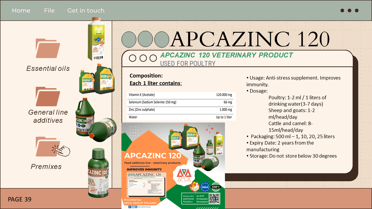 apca group poland -- export veterinary products -- apcazink 120